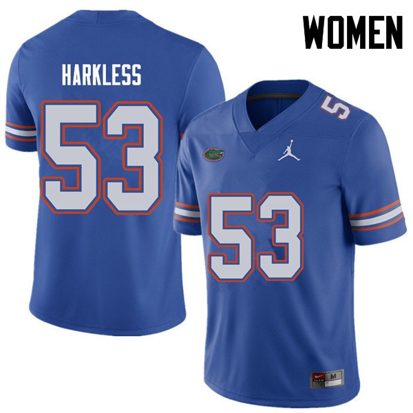 Jordan Brand Women #53 Kavaris Harkless Florida Gators College Football Jerseys Royal